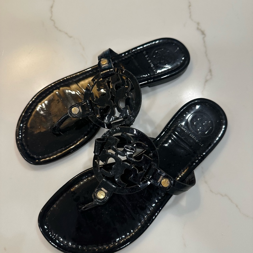 Tory Burch Glossy Black Sandals